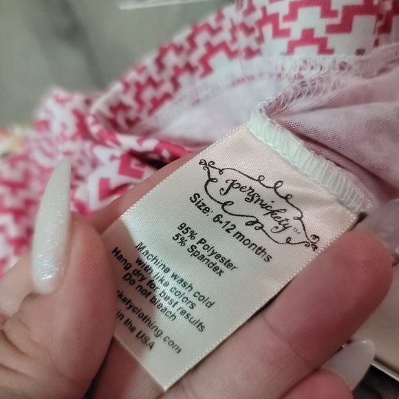 Persnickety NWT Wonderstruck Lisel Legging pink white geometric cropped 6-12m - Picture 5 of 5